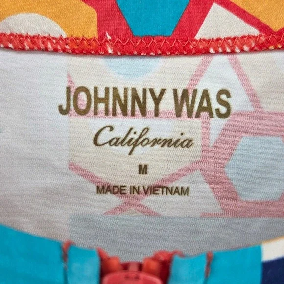 Johnny Was California Nanya Surf Full Zip Shirt Boho Patchwork Womens Medium